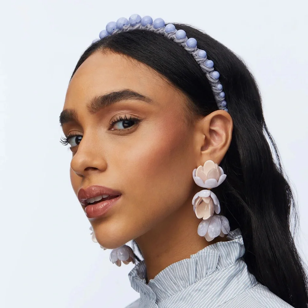 LELE SADOUGHI Graduated Stone Bead Headband - Blue Lace Agate (Price Firm)